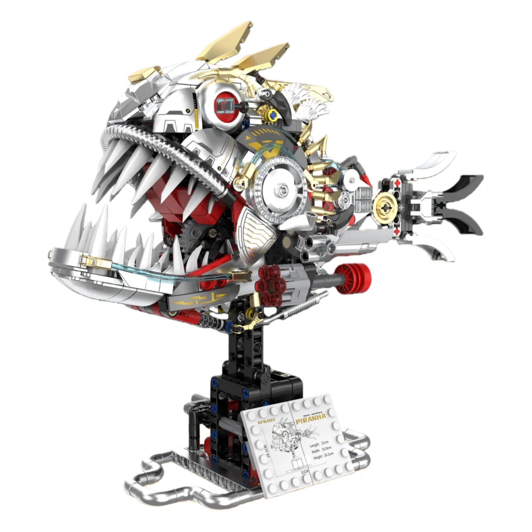 

1019PCS Mechanical Piranha Model Assembly Toy Building Blocks Set Desktop Toy Ornament Educational Toy Kids Birthday Gift