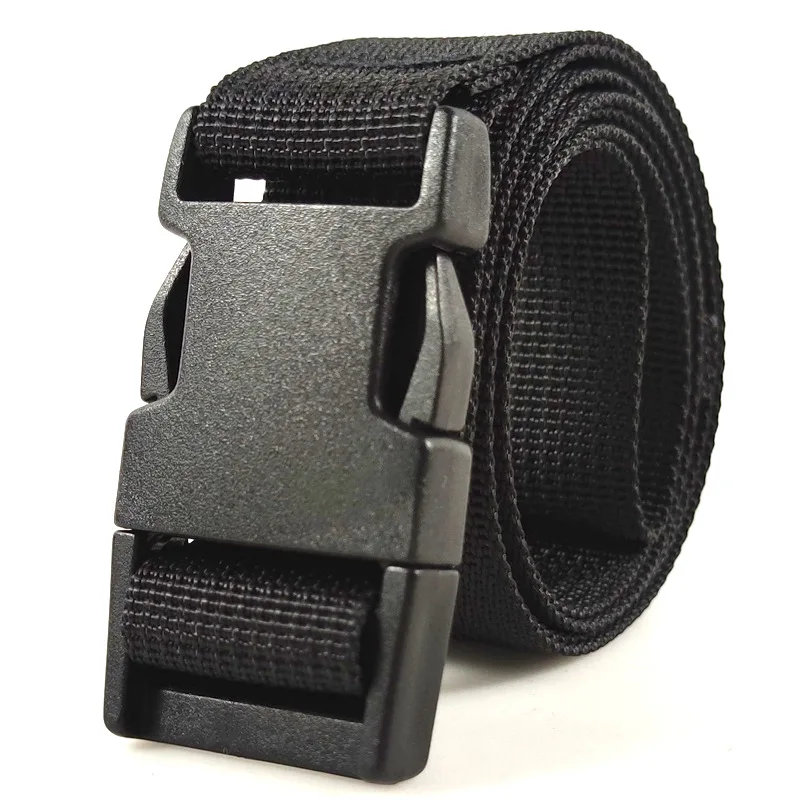 Plastic Buckle Nylon Strap for Men\'s Outdoor Military Training Canvas Belt 100/110/120cm Available Black