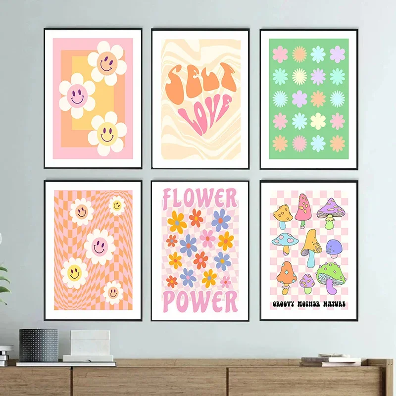 مجردة الدنماركية الباستيل المشارك الفطر الشمس زهرة قماش اللوحة غرفة نوم جدار الفن الجمالية طباعة صورة غرفة ديكور جدارية