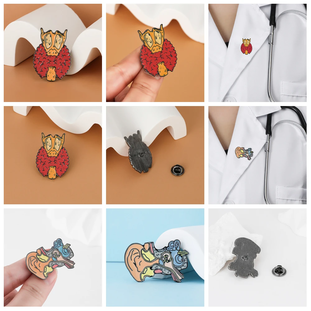 Hanreshe Medical Enamel Pin Set Anatomy Kidney Lung Brain Heart Brooches Wholesale Jewelry Doctor Nurse Lapel Badge