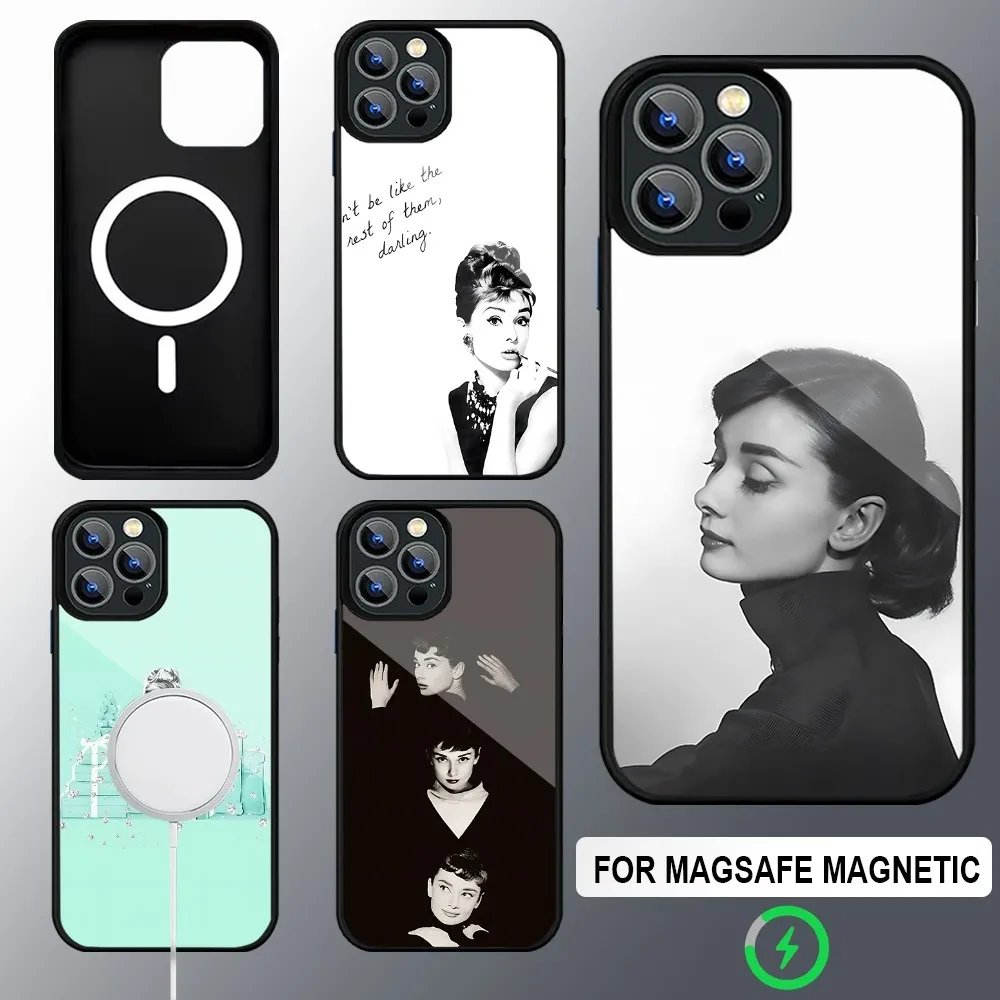 Audrey Hepburn Phone Case Magsafe Wireless Charging Cases For IPhone 16 15 13 12 11 14 Pro Max Mini 8 Plus XS X XR