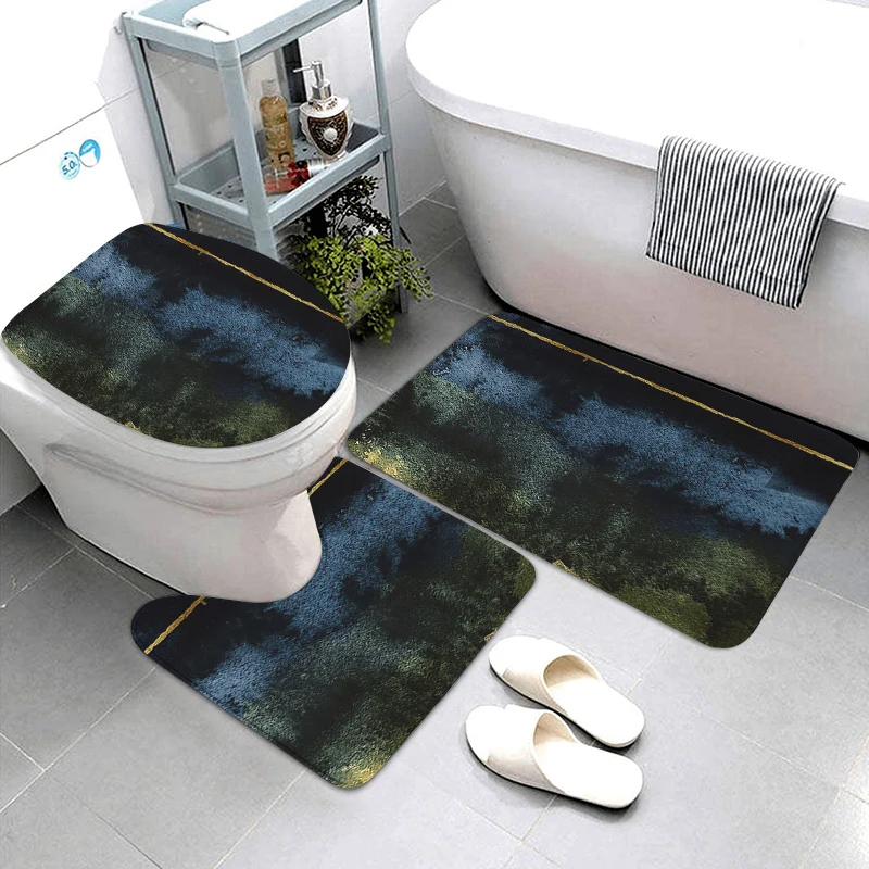 Bathroom Carpet For Toilet 3 pcs/set Non Slip PVC Bath Mat Anti Slip Tape Bathroom Set Rug With Cover Modern Carpet Floor Mats