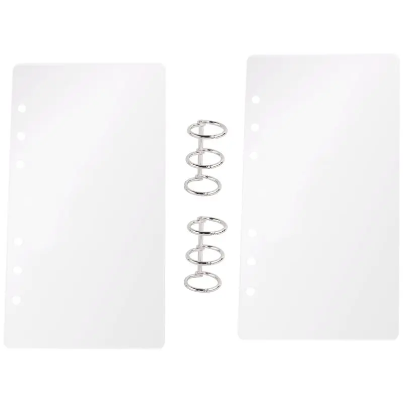 AC57-A6 Binder 6-Ring Clear Acrylic Binder Notebook Cover A6 Planner Budget Binder Loose Leaf Folders Office Supplies