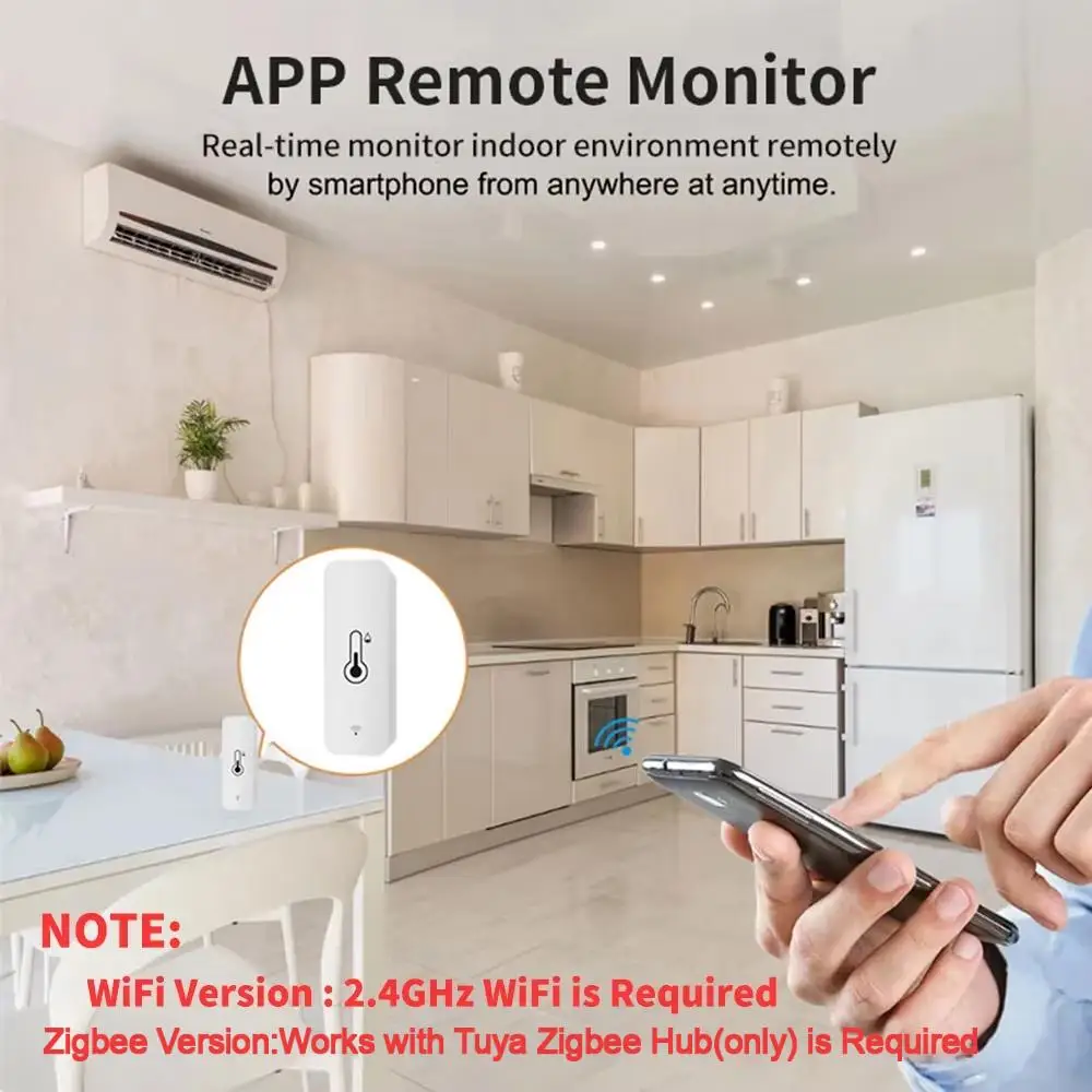 Work with Tuya Zigbee 3.0 Temperature Humidity Sensor Smart Home Indoor Hygrometer App Remote Monitor Smart Life