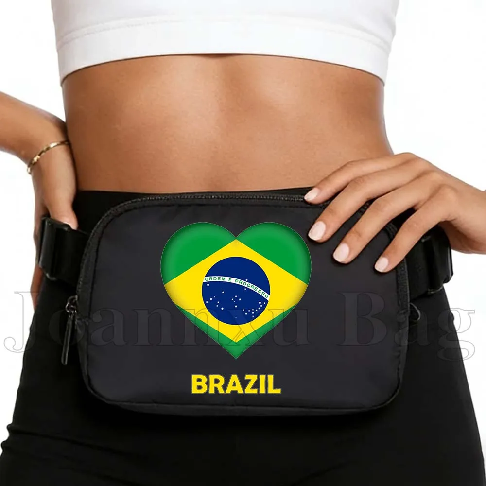 

Brazil Heart Flag Chest Mobile Waist Bag for Men Women Multifunctional Large Capacity Belt Fanny Pack Sports Waist Mobile Bag