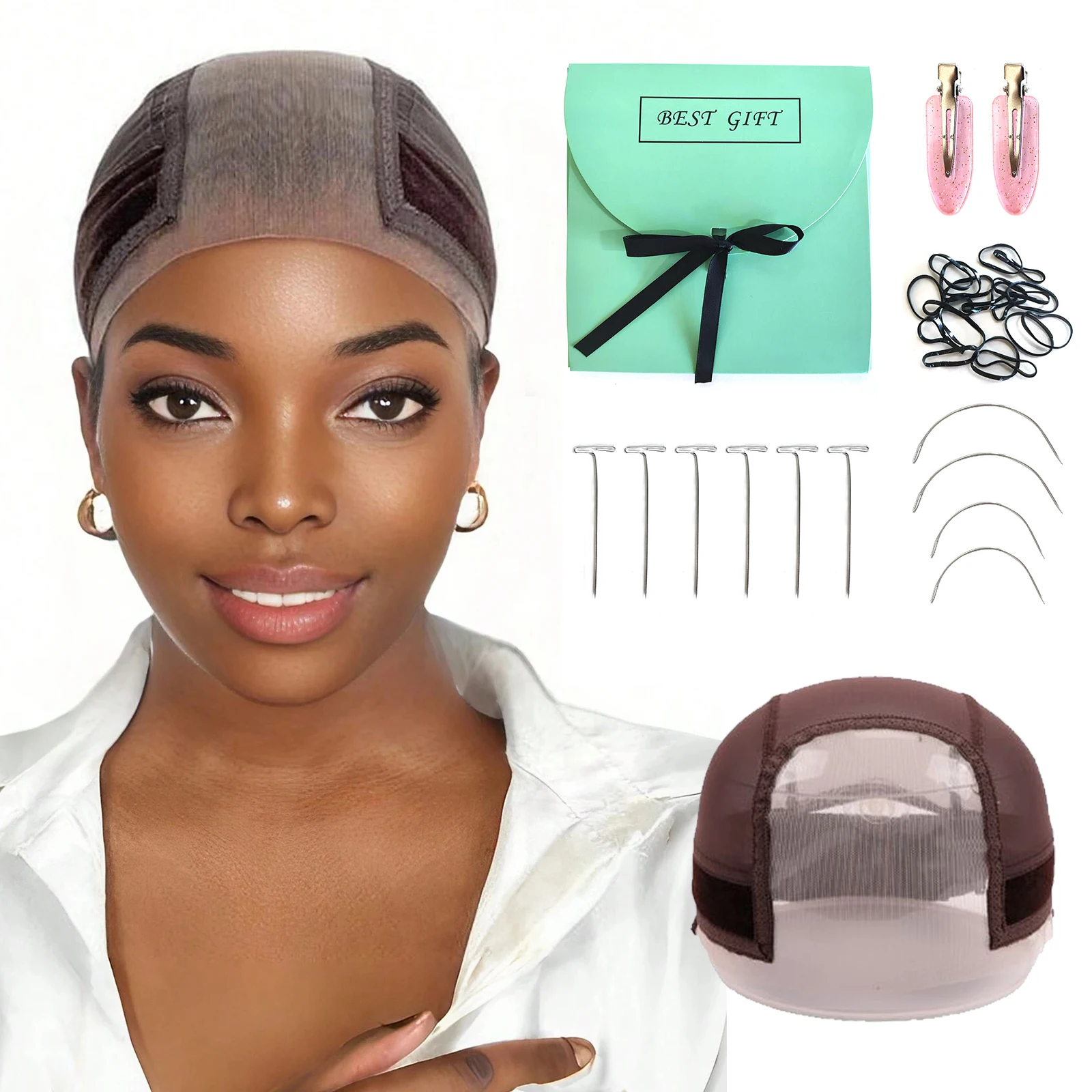 Wig Cap with Grip Band for Keeping Wigs in Place, More Full Cap-wide Transparent Lace for Lace Front Wigs