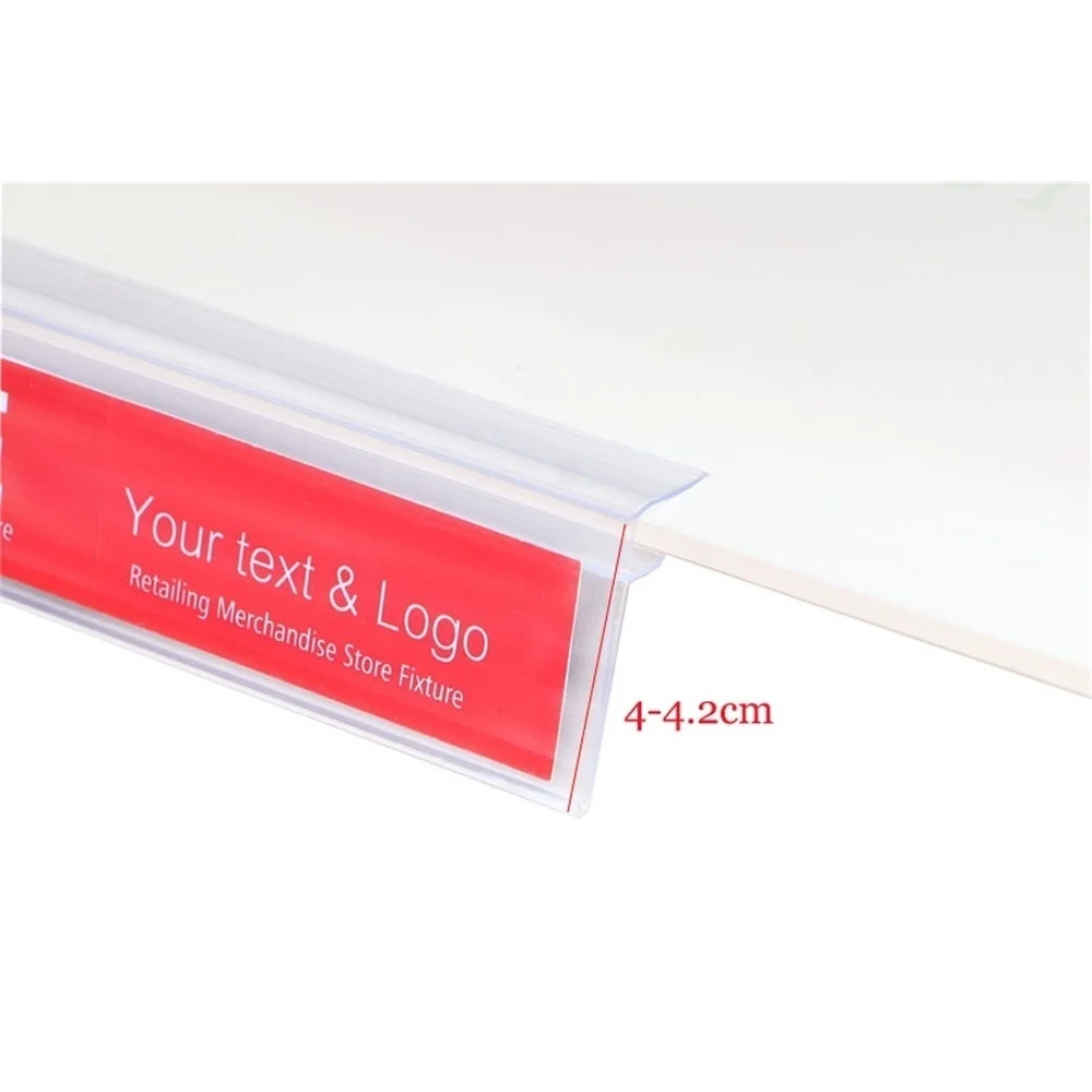 Pop Top Clamp Clear Ticket Data Strip Glass Wood Shelf Clip Strip Shelf Talker Label Holder Strip Shelf Edge Cover Sign Snap