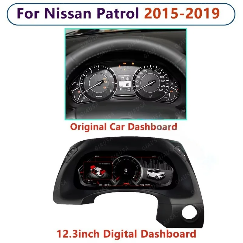 

12.3'' LCD Digital Dashboard Virtual Cockpit Instrument Cluster Display Car Tuning Speedometer Panel For Nissan Patrol 2015-2019