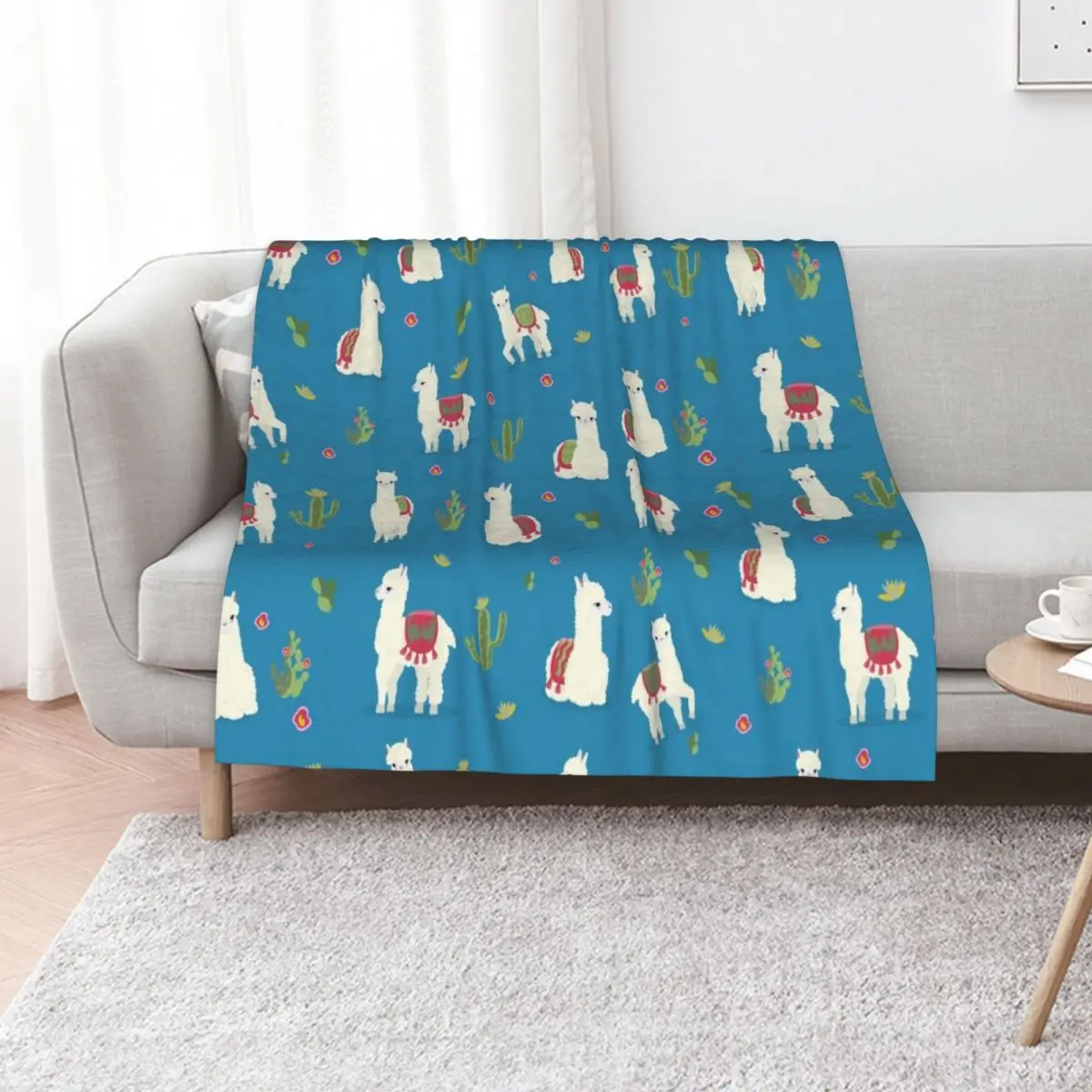 Cute pattern for Alpaca Throw Blanket Single anime Softest Vintage Decorative Sofas Cute Plaid Blankets