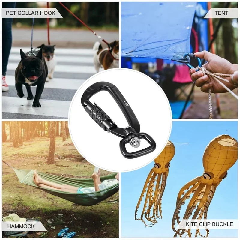 Climbing Buckle 360 Rotation Pet Dog Hook Outdoor Kite Hook Climbing Backpack Buckle Key 4KN Automatic Locking