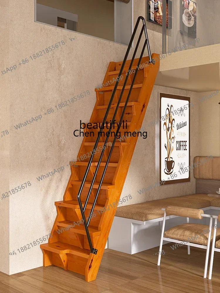 new Imported Solid Wood Loft Stairs Small Apartment Chinese Simple Indoor Ladder Duplex Apartment ss 8617