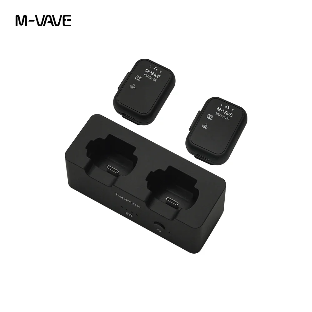 ﻿   M-VAVE WP-12 2.4 جيجا هرتز نظام مراقبة لاسلكي داخل الأذن واحد إلى اثنين نظام نقل الأذن اللاسلكي ملحقات الجيتار