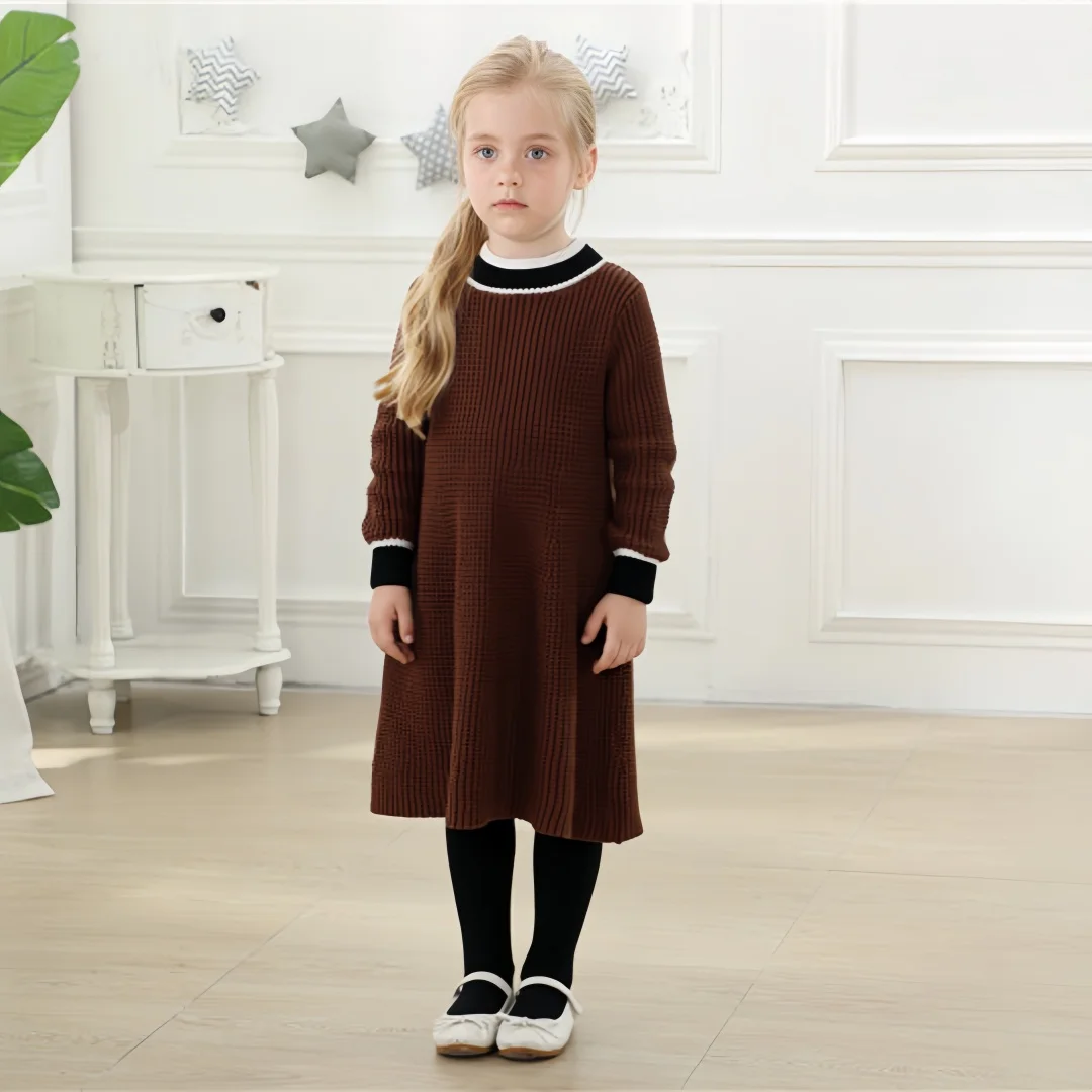 2026 Kids Knitted Sweaters for Boys Girls Autumn Winter Children Knit Dress Brother Sister Matching Outfits Kintting Pullover