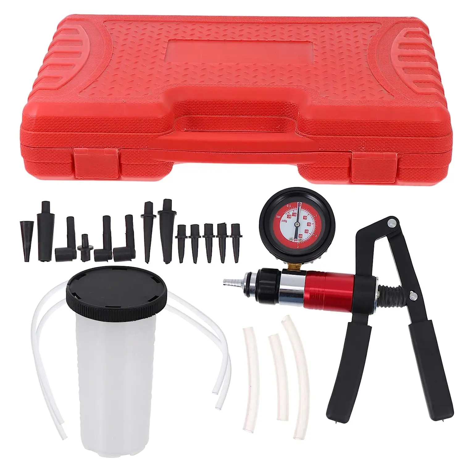 21PCS มือถือสูญญากาศปืนพกปั๊มชุดทดสอบเบรค Bleeder เลือดออกชุดสําหรับรถจักรยานยนต์รถบรรทุก