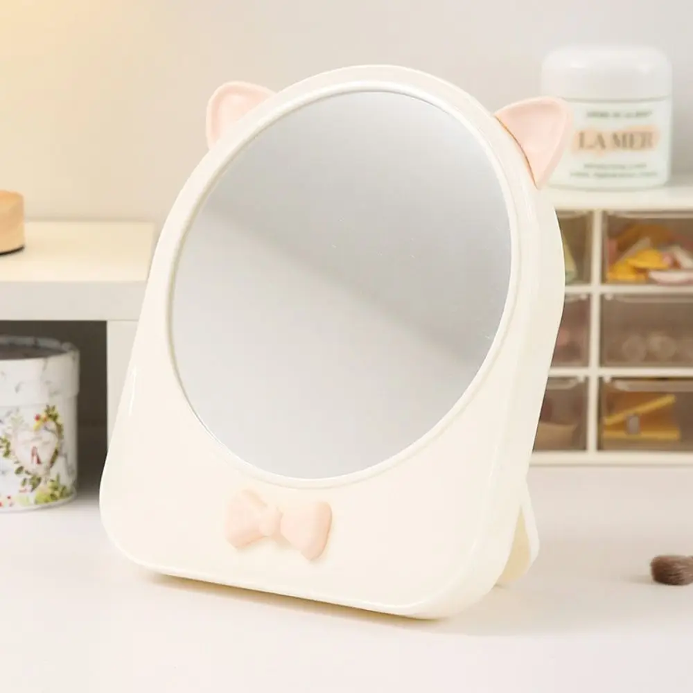 Miroir de maquillage avec boîte de rangement pour cosmétiques, étui de maquillage étanche à la poussière, haute définition, miroir en spanMirror Cat Ear