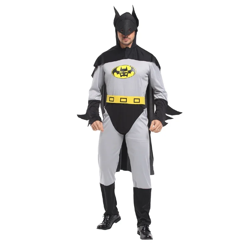 Halloween Costume Purim Bat Super Hero Cosplay Costume With Mask Cloak Men Adult Carnival Party Dresses