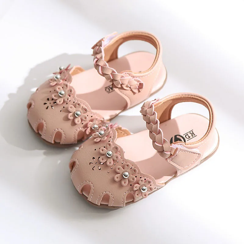 Children\'s Soft-soled Shoes Summer T-Strap Closed Toe Little Children\'s Shoes Girls Princess Anti-Slip Beach Sandals CSH1102