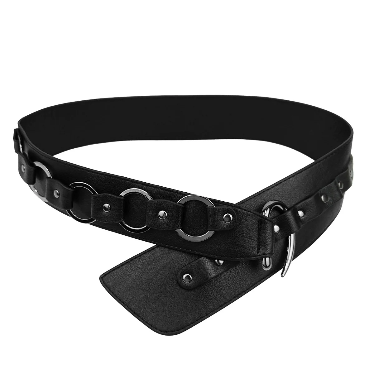 YK2 Retro nuevo estilo Cool Girl cinturón negro con hebilla cinturones para todas las ocasiones falda decorativa americana cinturón Punk de moda