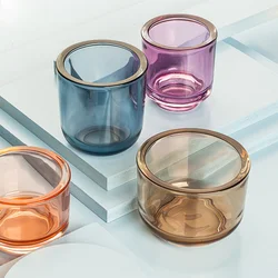 Wholesale Candle Cup Clear Thick-walled Glass Candlestick Ornaments Nordic Morandi Candle Jar Stained Glass Candle Cup