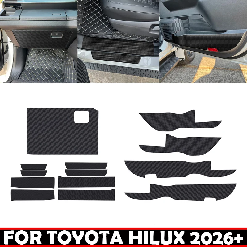 for Toyota Hilux Travo 2026 2027 Leather Co-pilot Door Sill Plate Car Door Anti-kick Mats 4 Door Inner Anti-scratch Protective
