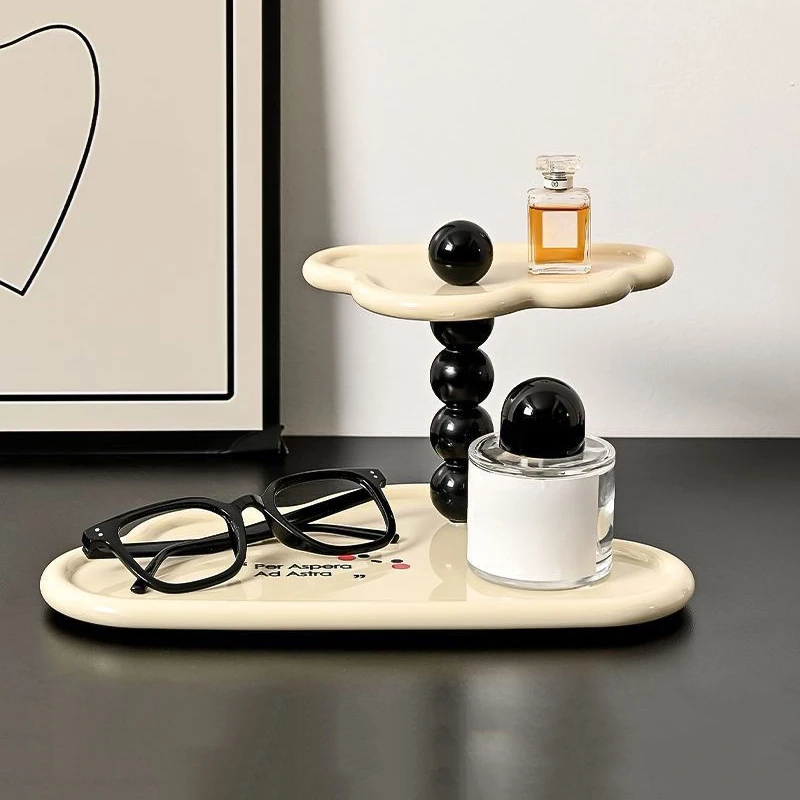 Aromatherapy Perfume Organizer Cloud Shape Double Layer Trays Desktop Perfume Rack Storage Home Decorative Shelf Bathroom