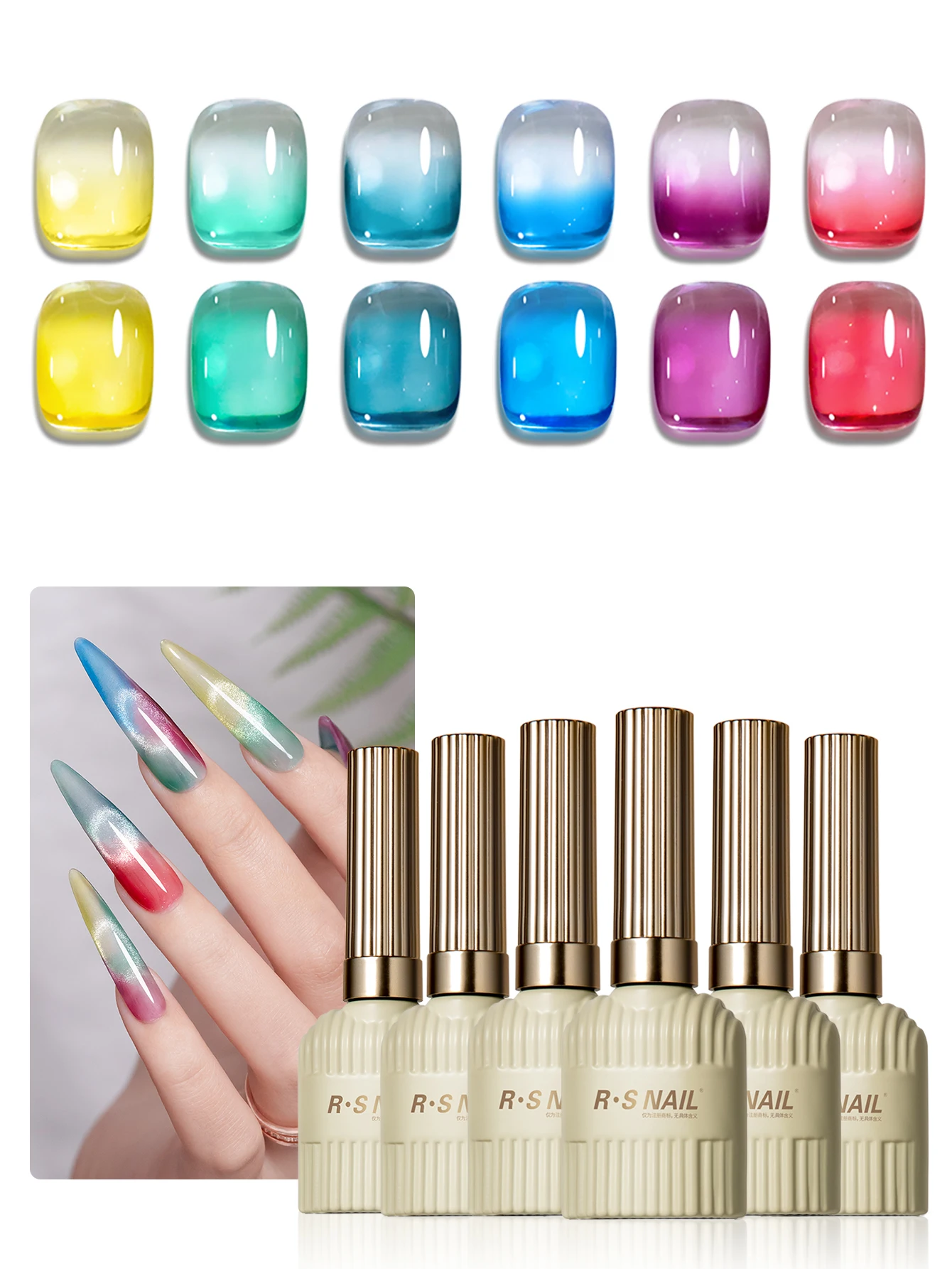 

RS NAIL Jelly Glass Gel Nail Polish 6 colors Classy Ice Crystal Gel Long Lasting Soak Off UV Gel For Sunmer Naill Art Varnish ﻿