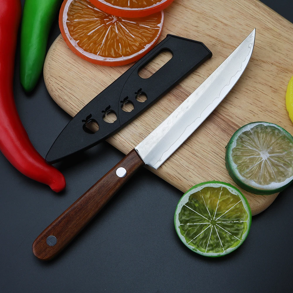 XUANTENG Damascus steel knife fixed blade fruit knife sandwich VG10 steel knife view 6