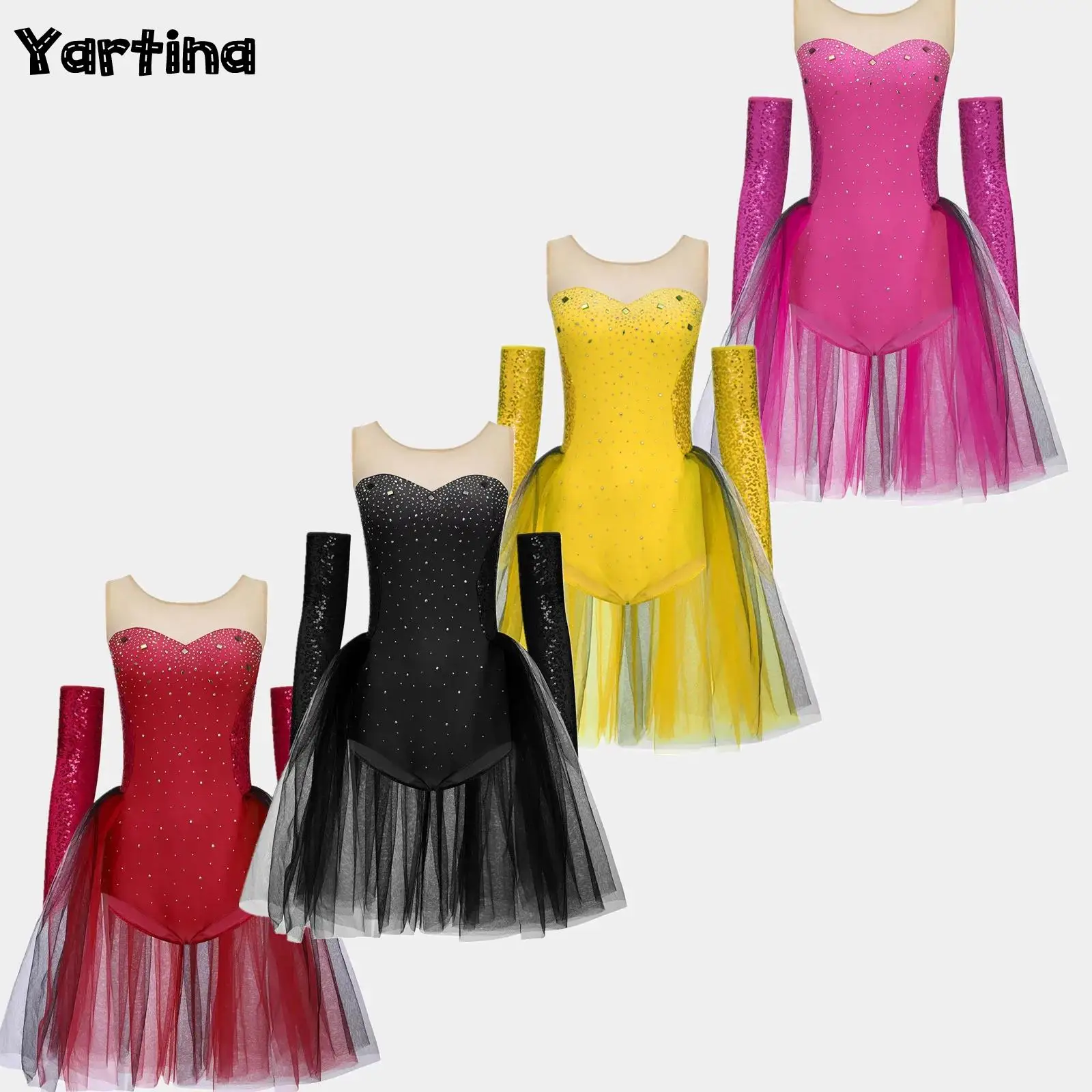 

Womens Samba Carnival Rave Festival Dress Outfit Halloween Cosplay Costume Sequins Rhinestone Waist Puffy Overlay And Oversleeve
