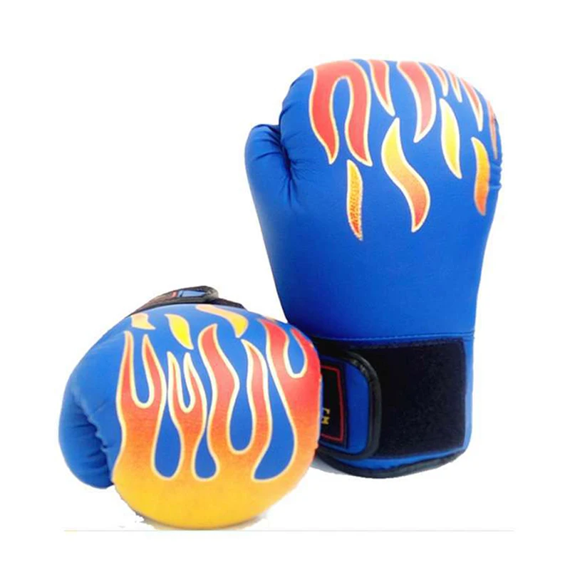 Kids Children Boxing Gloves Leather Kick Boxing Gloves Protective Glove Breathable Flame Mesh Sanda Boxing Training Gloves