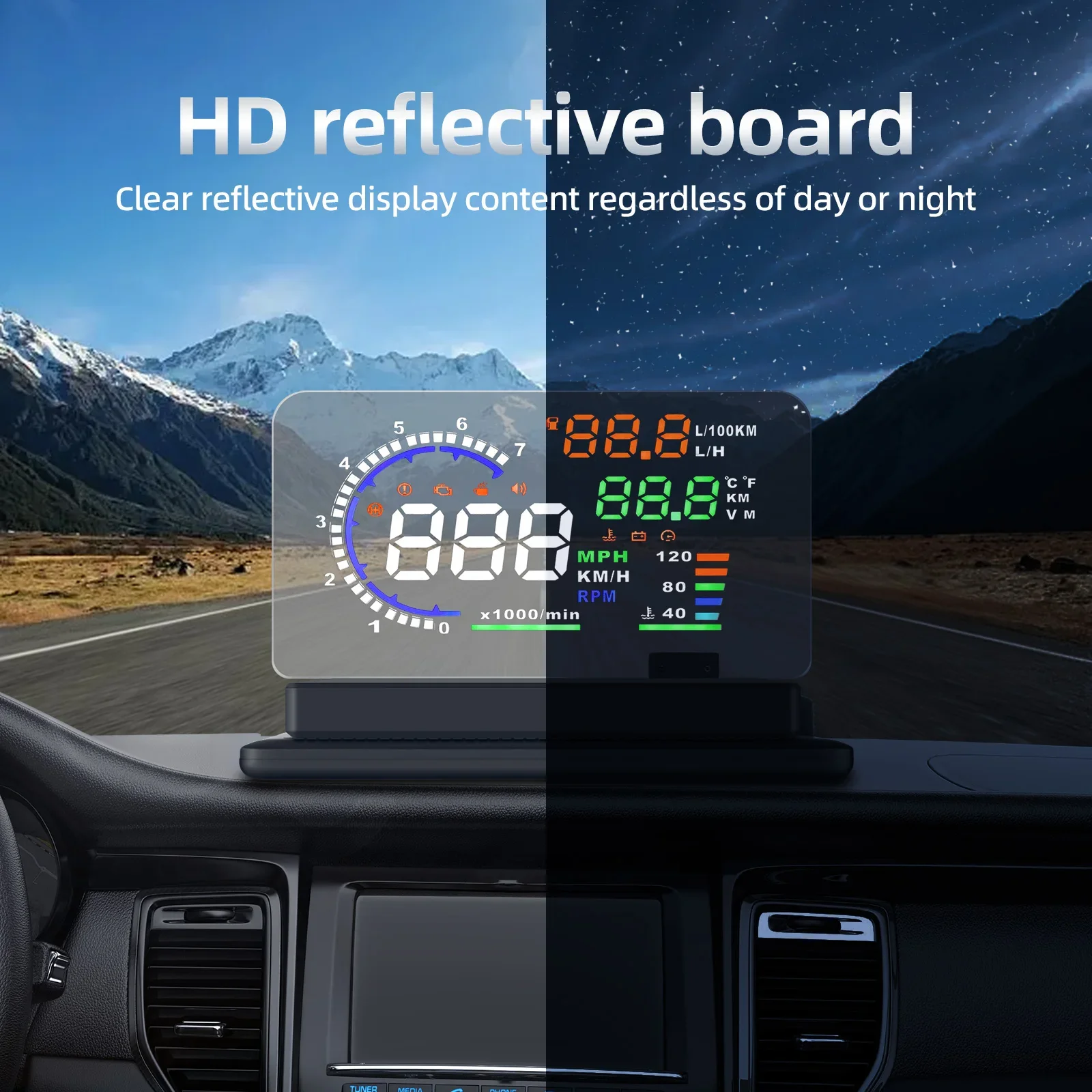 Windschutzscheiben-Projektor Smartphone-Halterung Display Head-Up-Display Wiederverwendbare Auto-Handyhalterung + HD-Bildreflexion – Detail 3