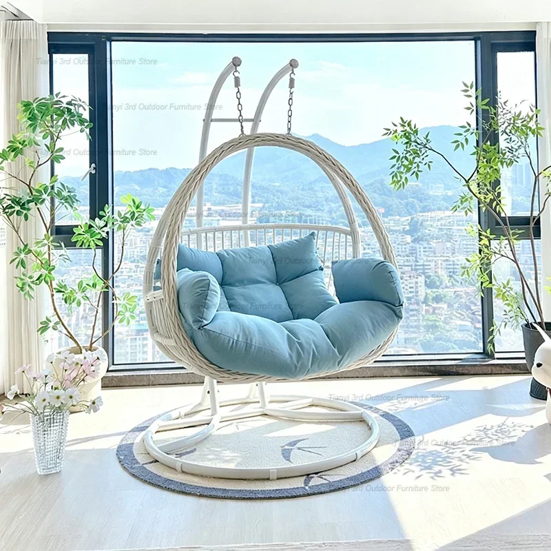 BDi Nordic Creative Double Rattan Hanging Chair Modern Multifunctional Balcony Cradle Swing Chair Outdoor Furniture Sillas FYPS
