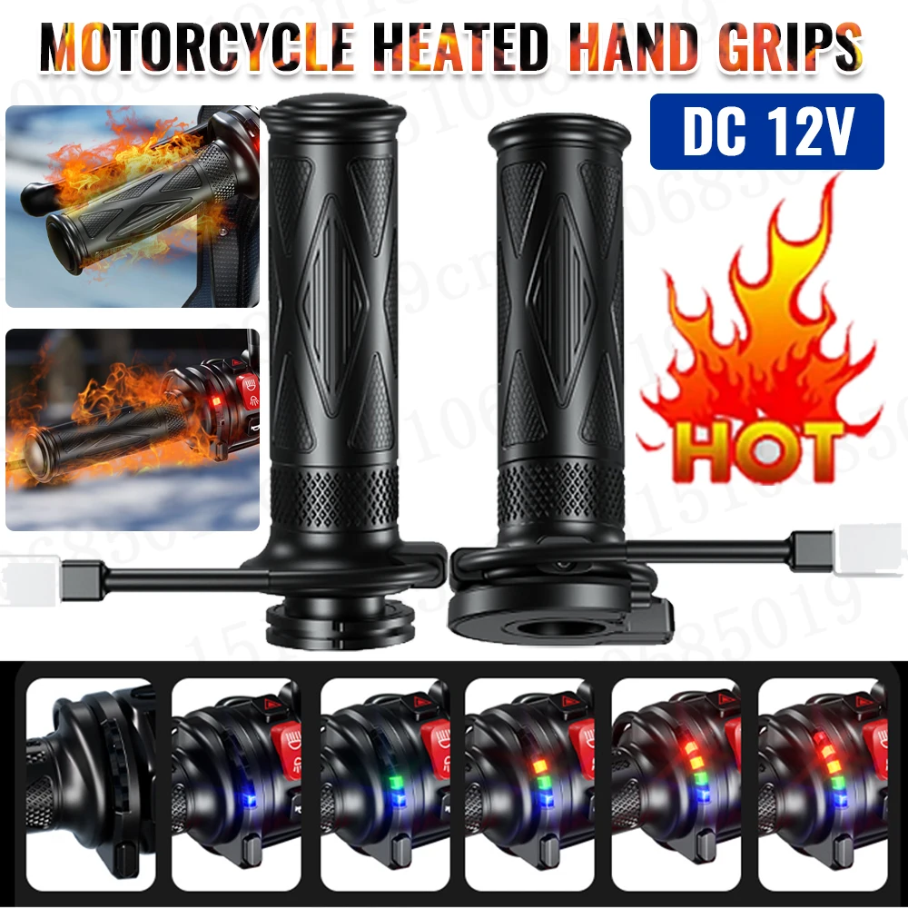 

Motorcycle ATV Hand Heated Grips DC 12V Electric Hot Heated Handlebar Smart Temperature Control Scooter Bar Hand Warmer Grips