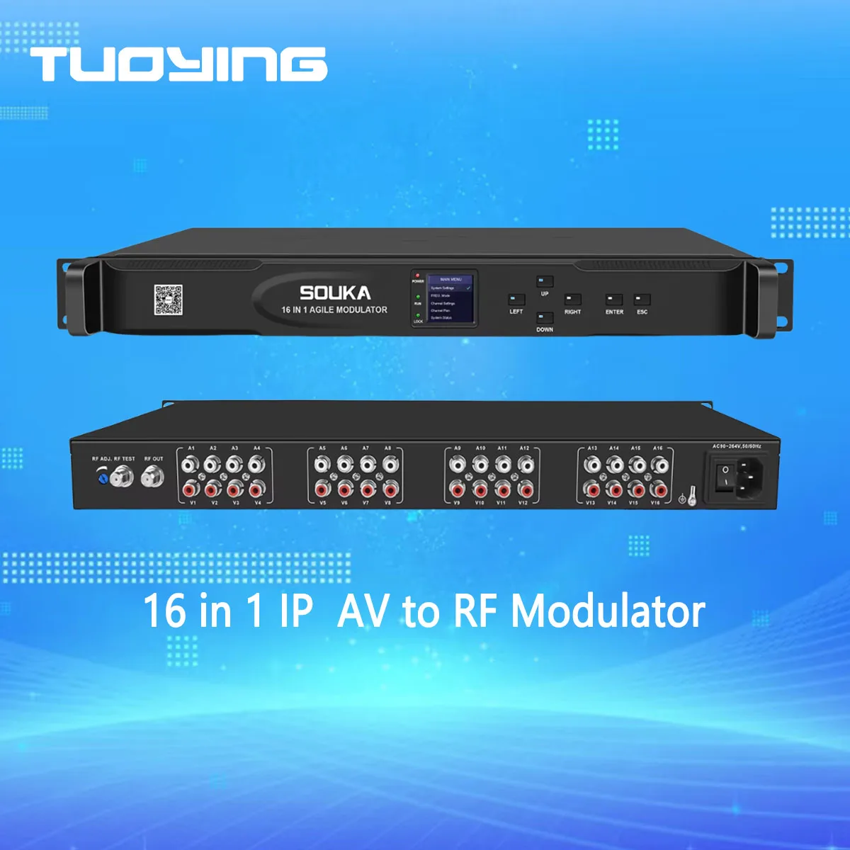 

Модулятор 16 в 1 AV-RF, гостиничное больничное ТВ, передняя система, оборудование, аналоговый модулятор 45 ~ 860 МГц