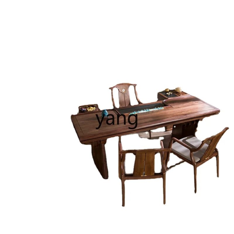 

yhlCopper Wood Doctrine Thousand-Li Landscape Black Walnut Solid Wood ble Chair Cabinet Table Simpl]