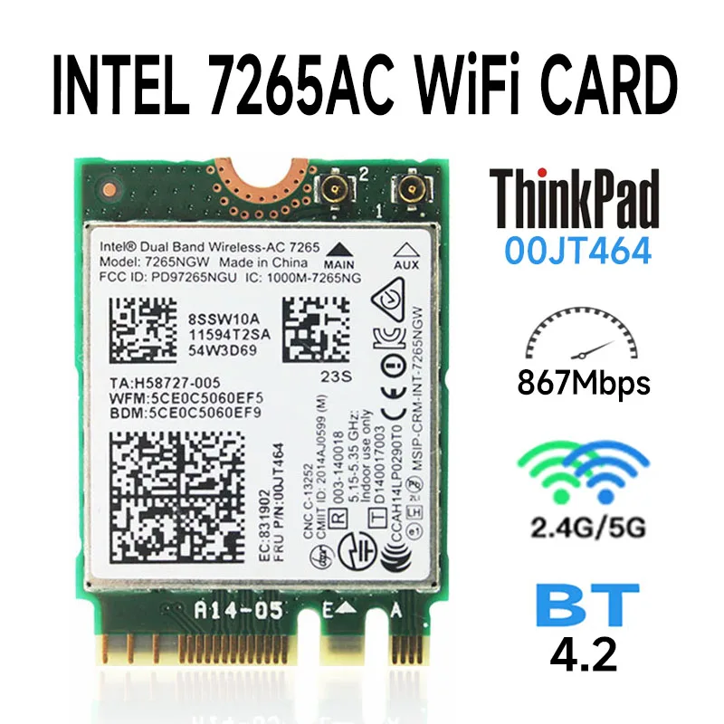 

7265AC 2,4 ГГц 5 ГГц wireless-AC 7265 802.11ac 867M BT4.0 04X6030 00JT464 T450 X250 Linux/Win7/Win8/Win10/AP