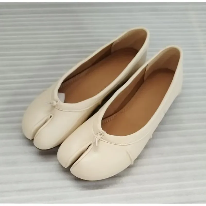 Split-Toe Damen Ballerinas Modische Tabi-Schuhe Lässige Slip-on Loafers Damen Plissierte Leder-Espadrilles Zapatillas Mujer – Detail 10