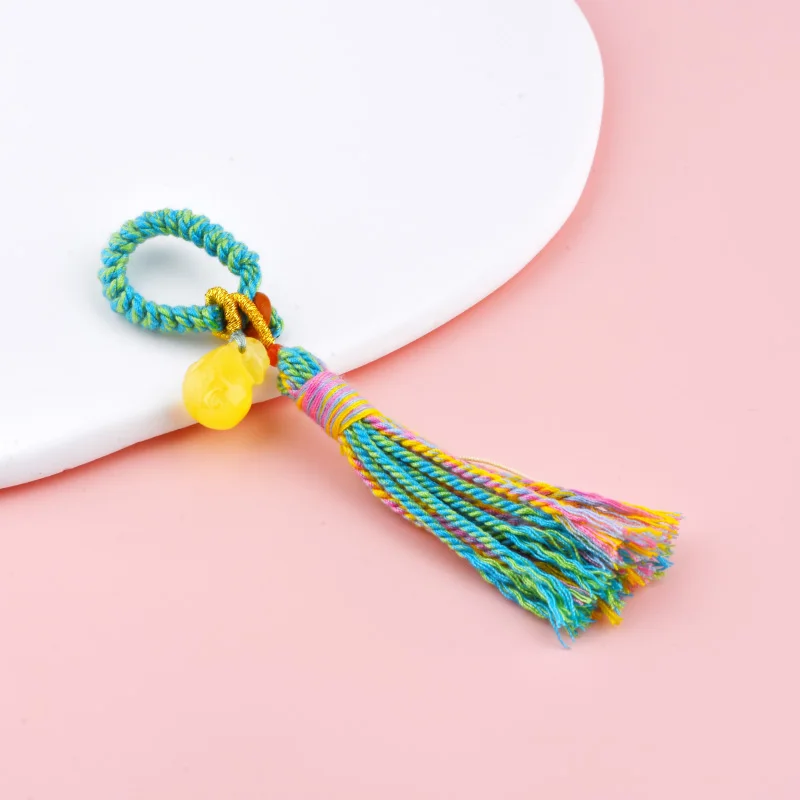 Natural beeswax, handmade cotton rope tassels DIY jewelry keychain for mobile phone tassel