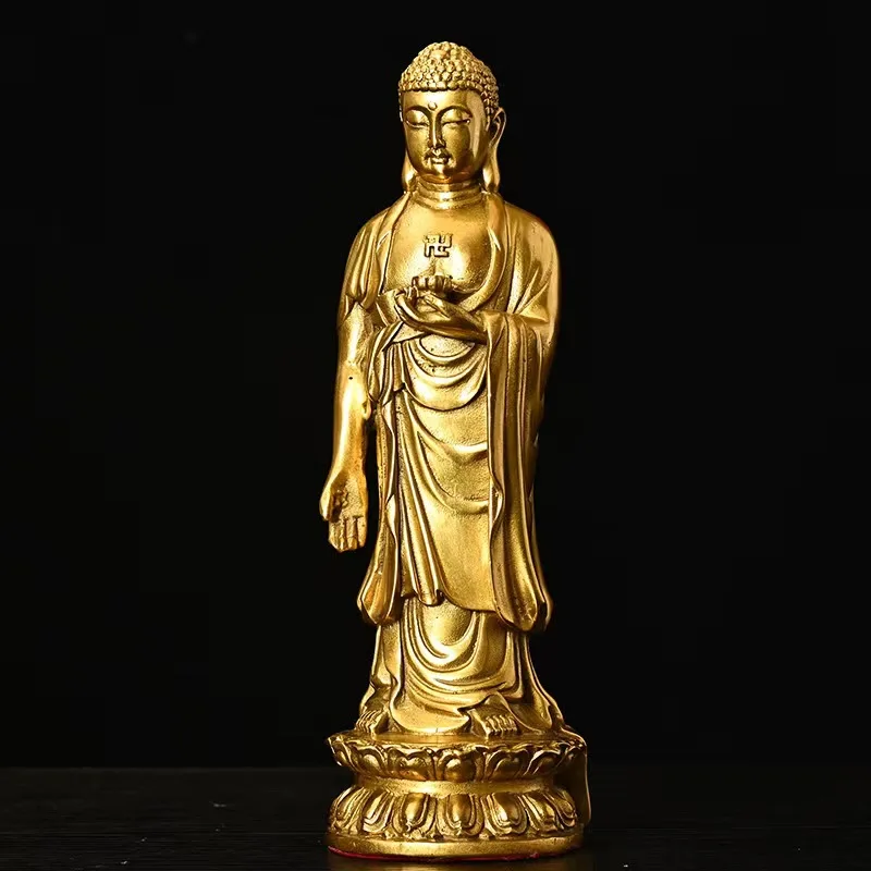 Brass Standing Sakya Buddha Home Decoration Hall Decoration Metal Crafts One Piece Dropshipping