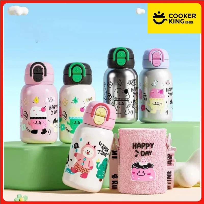 

COOKER KING Children Vacuum Flasks Stainless Steel Insulated Cup Keep Warm and Hot Thermos Cup Straw Cup Student Water Bottle