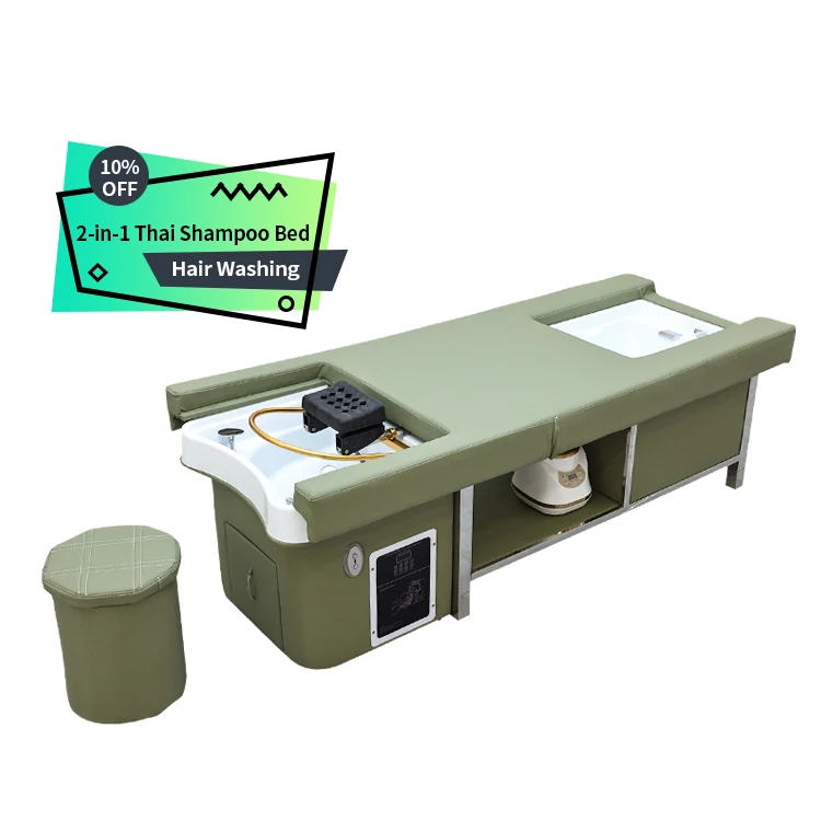 

Modern Electric Integrated Spa Beauty Salon Massage Bed With Lifting Shampoo Foot Bath And Head Therapy Ceramic Basin
