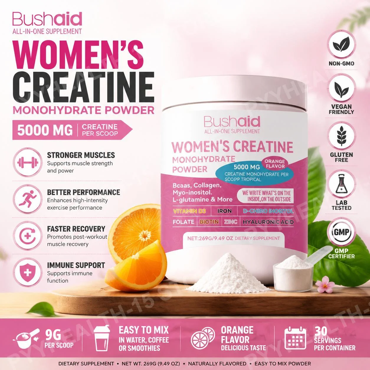 Creatine Monohydrate Powder - مسحوق الكرياتين مونوهيدرات للنساء 3000 ملغ