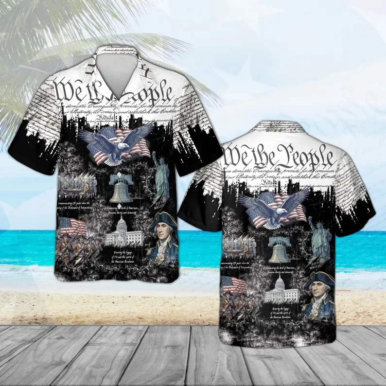 

USA 250th Anniversary Hawaii Shirt 1776-2026 Patriotic Eagle Button Down American Flag Tropical Shirt Independence Day Gift