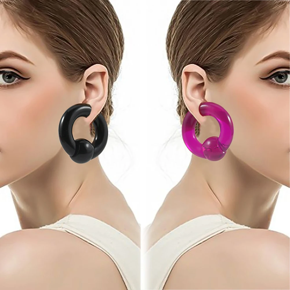 2/1 قطعة الاكريليك الملونة BCR كبيرة كبيرة الحجم العملاق الأسير حبة حلقة الأذن نفق التوصيل المتوسع قياس الذكور الأنف الحاجز الدائري 00 جرام