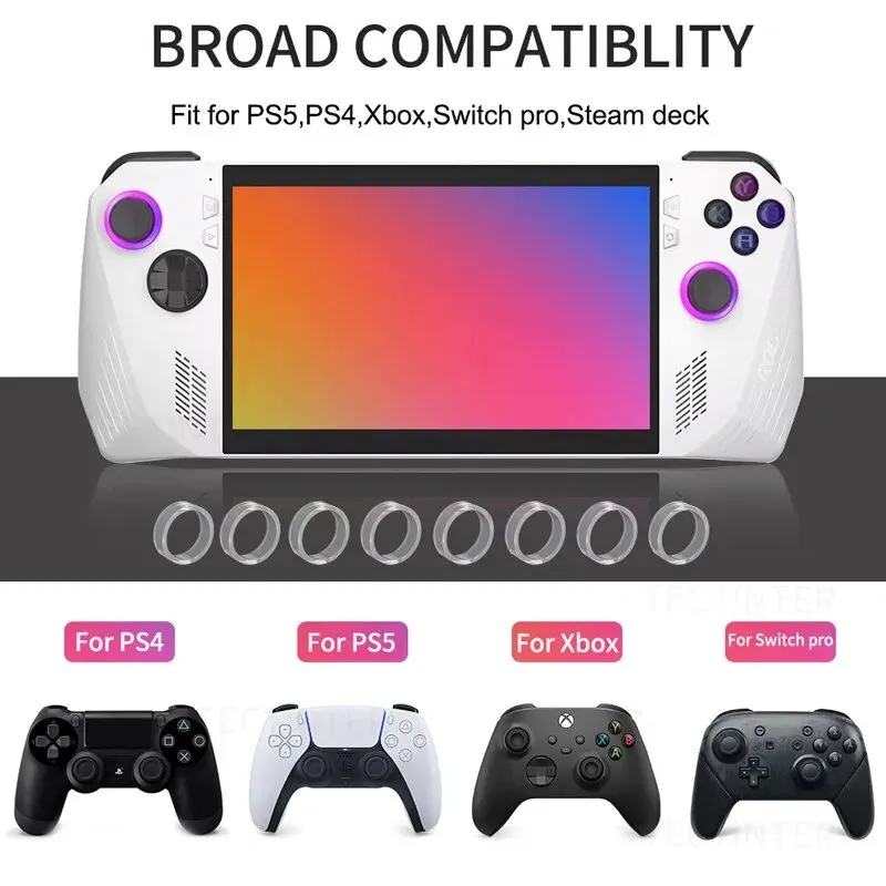 8 قطعة غطاء حلقة مرونة واقية الروك المطاط الدائري ل PS5/ PS4/التبديل برو عصا التحكم سيليكون لوحدة التحكم في الألعاب Rog Ally