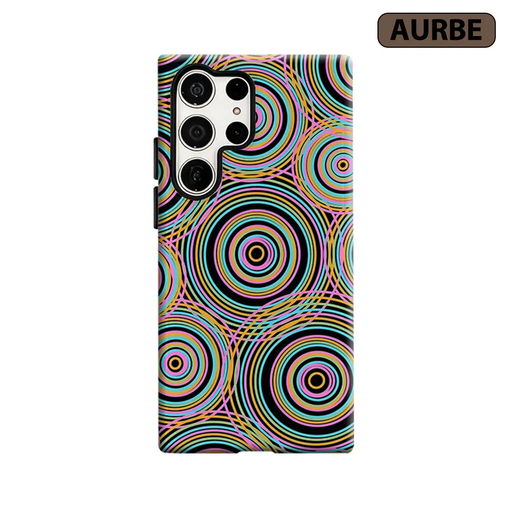 Psychedelic Circles Phone Case For Samsung Galaxy S26 S25 S24 S23 Ultra Plus HD Hard Double Layer Film Cover
