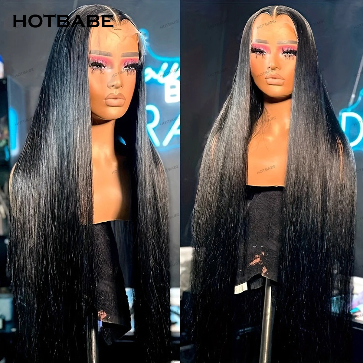 

360 Bone Straight HD Lace Frontal Wigs Glueless Wigs Human Hair Natural Black 13x6 HD Lace Frontal Wigs Preplucked Wig for Women