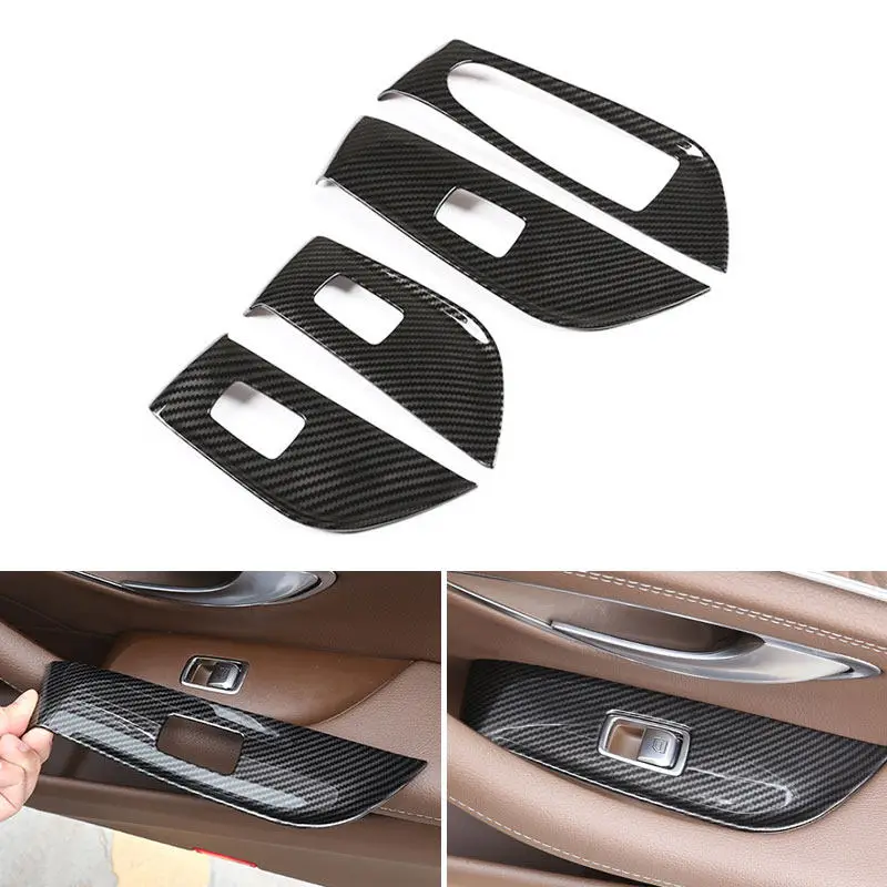 

For Mercedes Benz E Class W213 2016 - 2022 LHD Car Carbon Fiber Style Interior Door Window Switch Frame Cover Trim Accessories