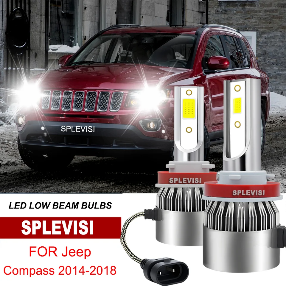 

H11 H8 H9 LED Headlight Low Beam Bulbs 6000K White For Jeep Grand Cherokee 2014-2018 Compass 2014-2018 1:1Size than Halogen