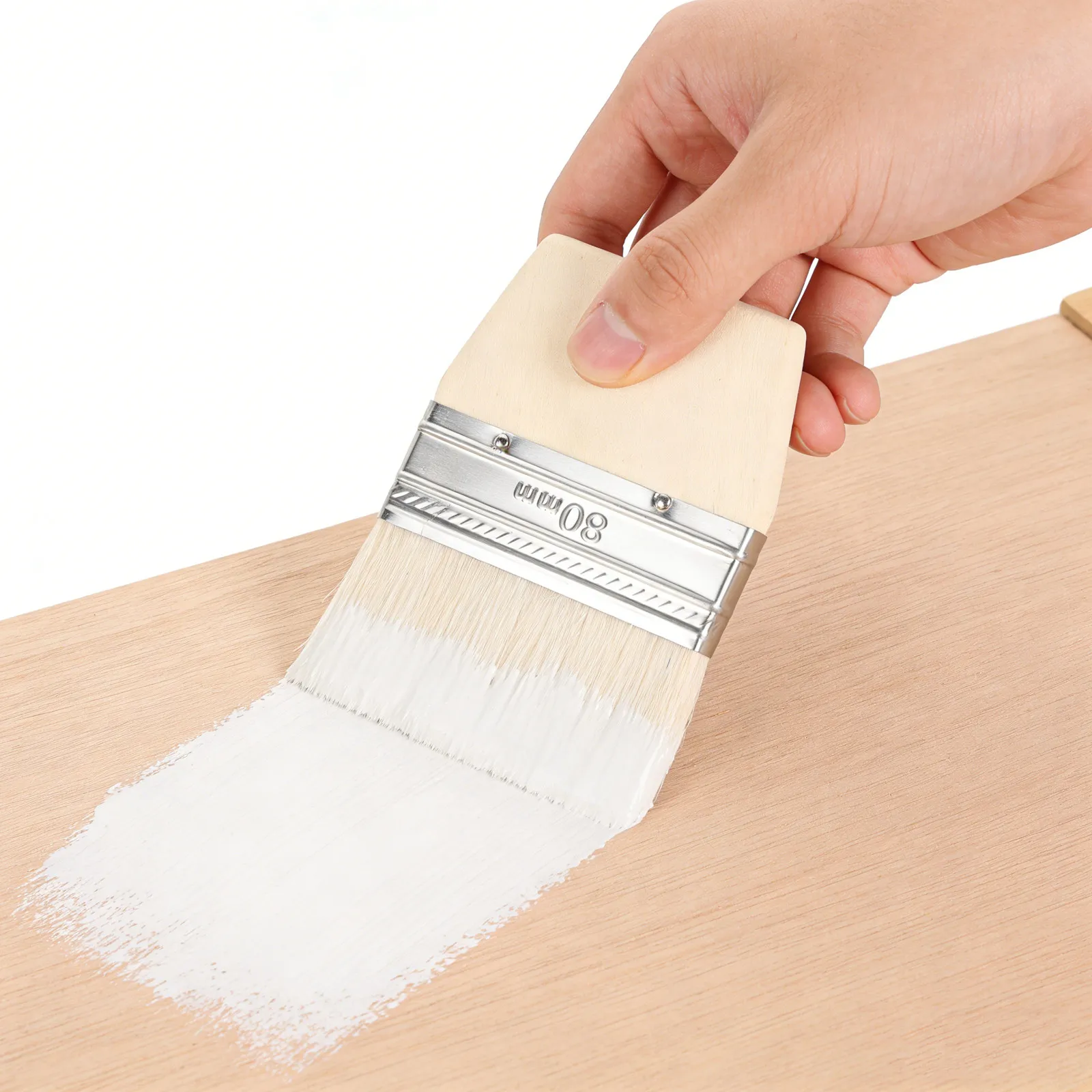 5Pcs Wool Paint Brushes Short Handle Set Soft Wool Bristles 4x3 Grip Wall Furniture Oil Paint Brush Kit for Home