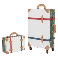 Color matching Travel Bag Rolling Luggage sets,20"22"24"26"inch Women Handmade Retro Trolley Suitcase with handbag – view 1